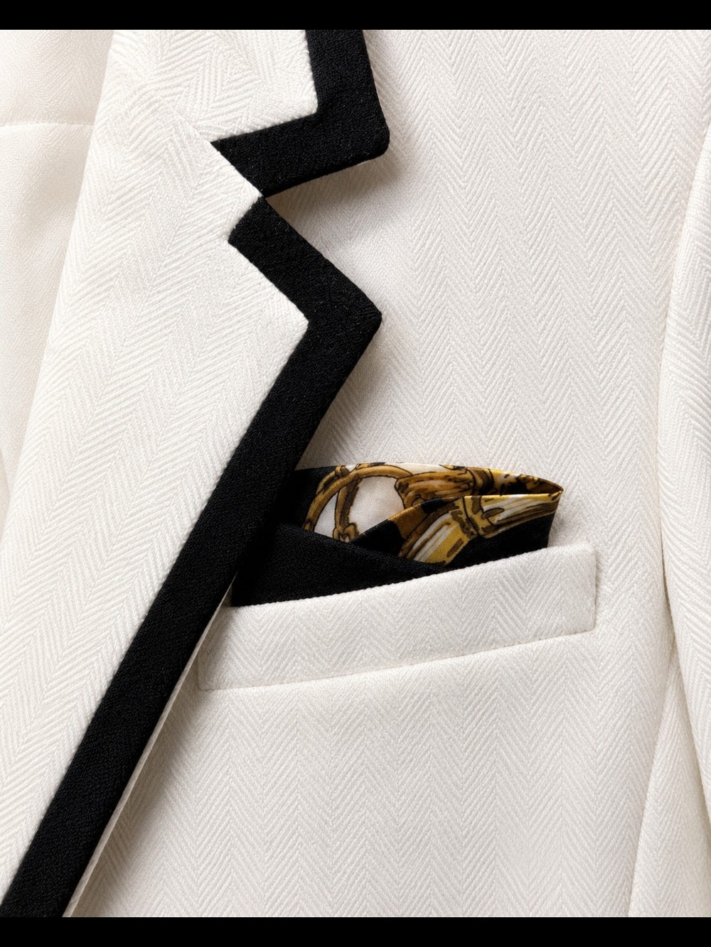 Kasper Cream Black Trim Herringbone Blazer Size 8 NWOT - Picture 4 of 5